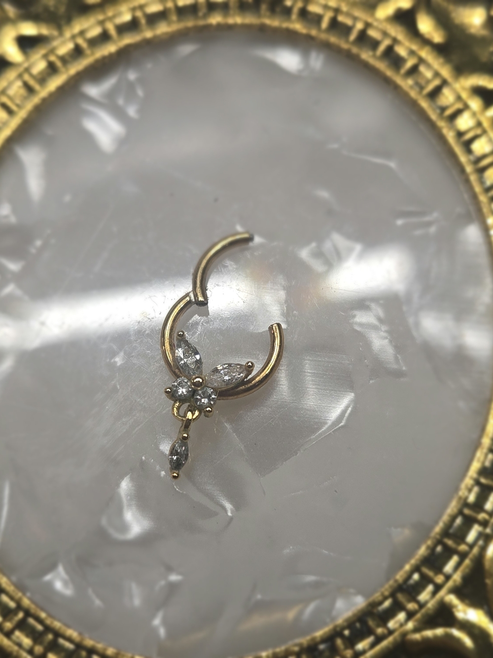 Gold Butterfly CZ Hoop Nose Ring